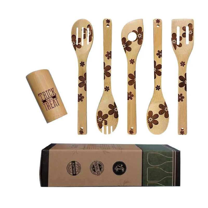 Nightmare Before Christmas Wooden Bamboo Utensil Set Of 5 Brand New Spoon 