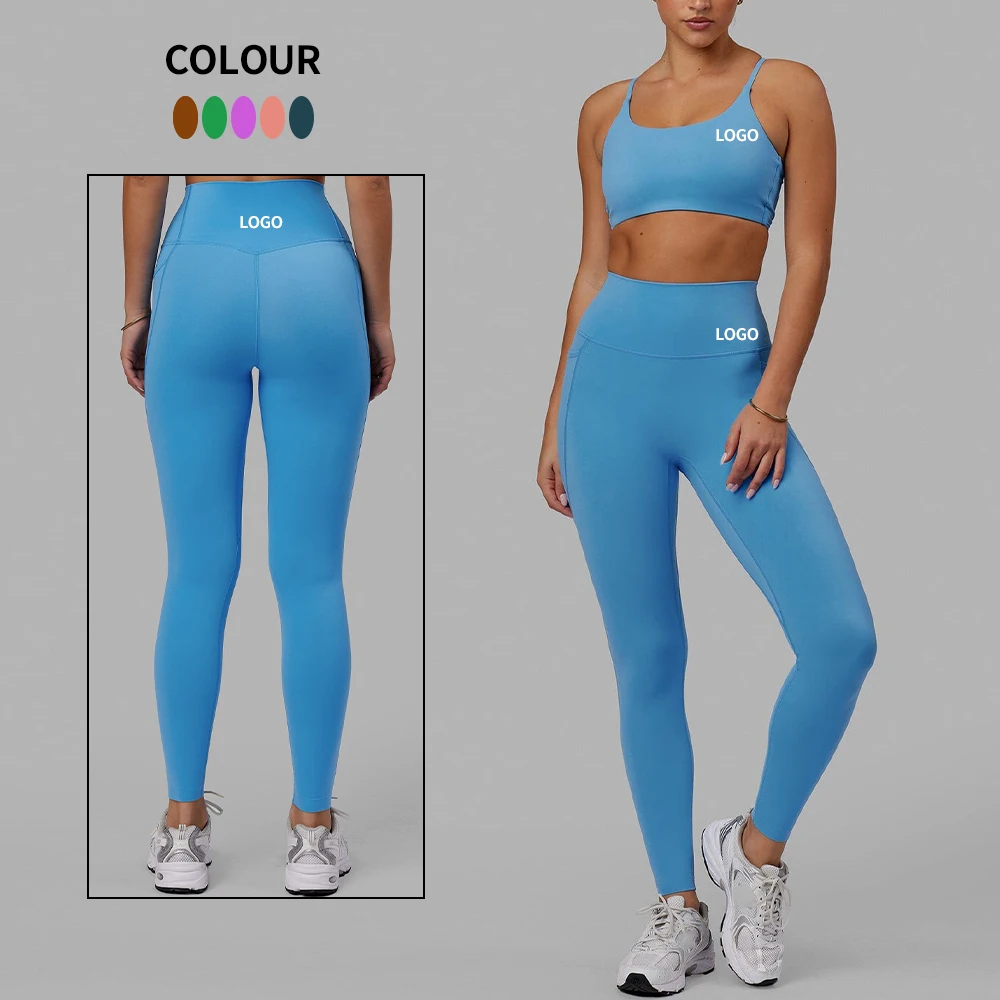 New Arrival Sexy Soft Women Thin Strap Cross Back Bra High Waist V Back Legging Pants Sports Yoga Gym Workout Suit Set Outfit
