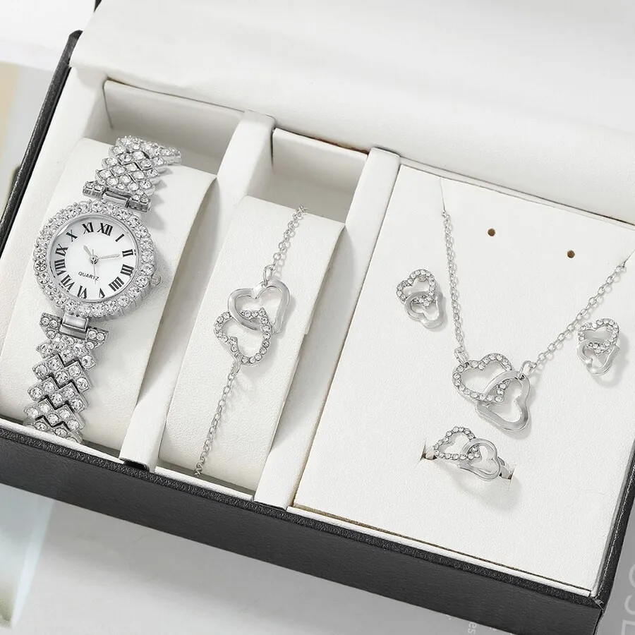 Fashion Ladies Quartz Watch 6pcs Rhinestone Jewelry Women  display picture 3