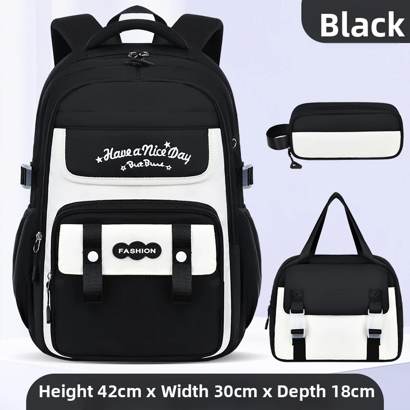 Three-piece Nylon Polyester 36-56L Female Student Schoolbag Air Cushion Strap Night Safe aperçu 8