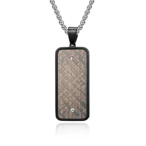 New Stainless Steel Trendy Zircon Pendant Necklace Unisex Silver Plated Box Chain Wholesale
