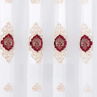Fancy Flannel Stitching Embroidered Curtain with Attached Valance and Quality Sheer Accept Pattern Design for Home