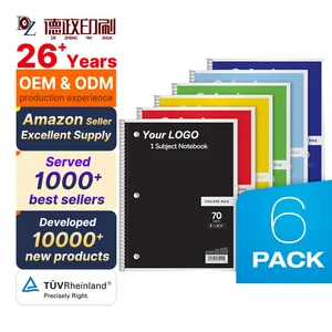 College Rule Subject Spiral-bound Notebook 70 Sheets/140 Pages 8"*10.5" B5 Size Student Study Notepad with Paper Cover