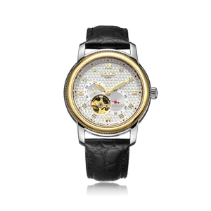Golden Star Luxury Men's Mechanical Watch Genuine Diamonds Sapphire Crystal Stainless Steel Case Business Dress Style