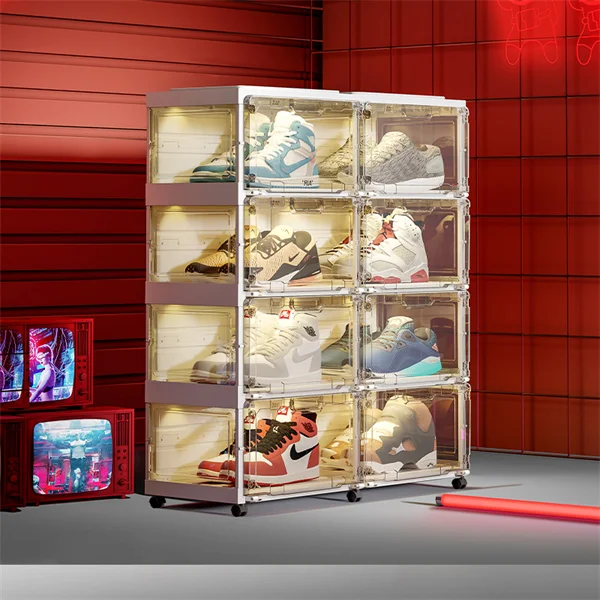 China Automatic Shoes Display Rack With Led Light Mayi Box Antbox