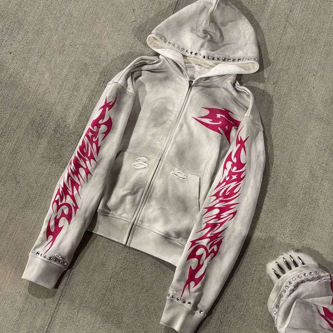 Custom Men Tracksuit Patch Embroidery Color Acid Washed Sweatpants Jogger Fit Vintage Baggy Fit Terry Men Fitness Hoodie Suit gallery 2