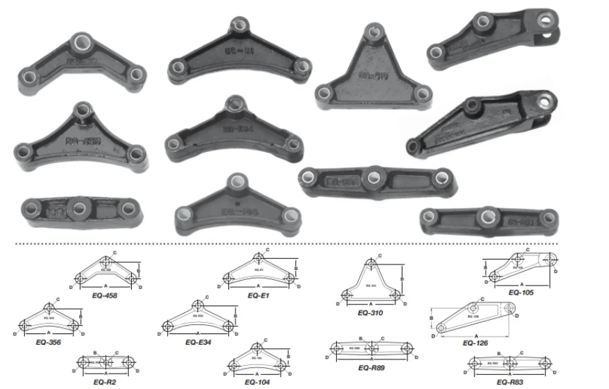 2 Packs EQ-356 Trailer Equalizer - 6.13" Short, 9/16" Holes, For 1 3/4" Wide Double Eye Leaf Springs