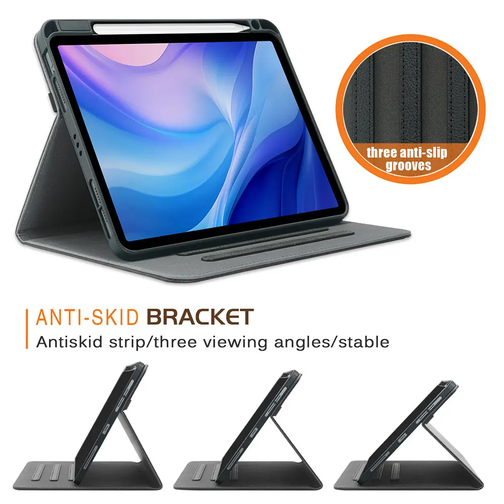 product laudtec pu leather book style tablet case 3 angle anti slip fold stand cover business travel for ipad air 11 2024 pro11 pbk319-9