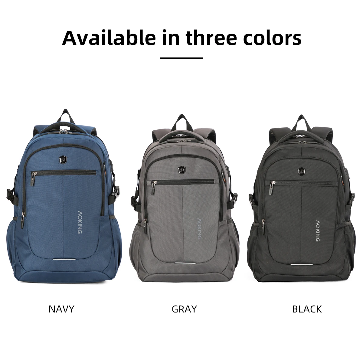 Aoking Custom Durable Casual Lightweight Waterproof Mochilas Escolares  Rucksack 19 Inch Bag Black Smart Laptop Backpack for Men