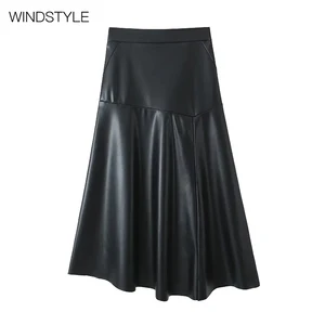 Women's Midi Skirt High Waist Slim Hem Irregular Wrap Pencil Plain Style Embroidered Technics