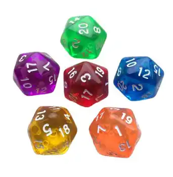 20 sided colored transparent number dice board game dragon and dungeon indicator health count running ball