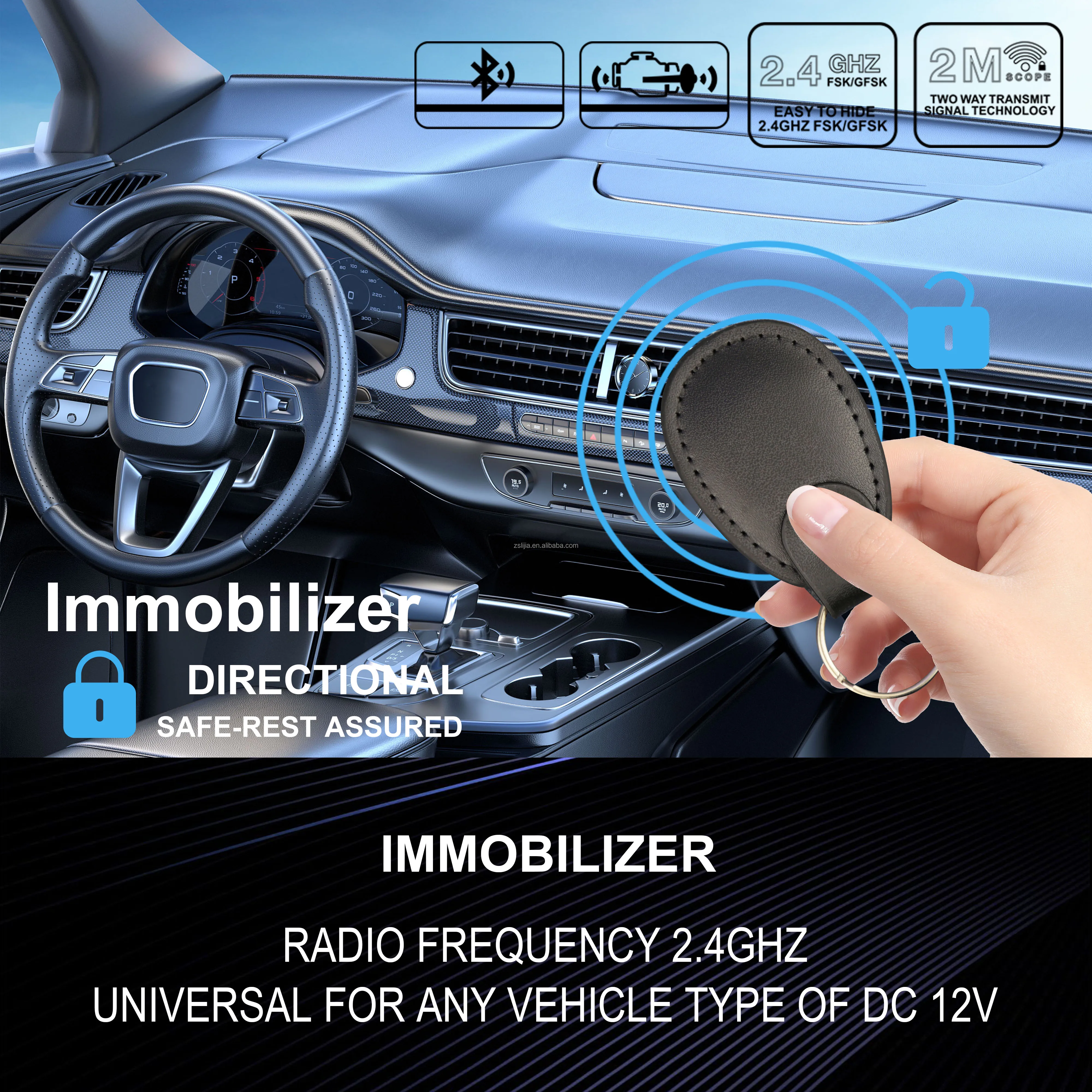 NTO Universal Anti-Robbery Anti-Hijacking 2.4Ghz Smart Lock Wireless Relay Car Accessories Alarm System Immobilizer