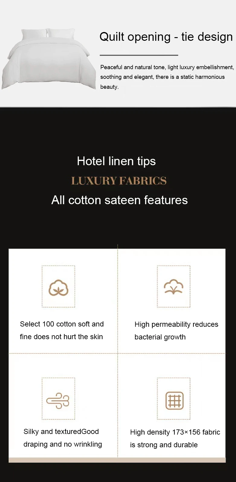 Hotel satin strip pure cotton white striped bed sheet and quilt set hotel bed four-piece set hotel bedding set factory