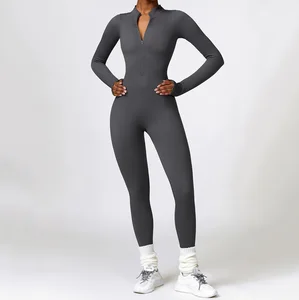 Fitness Yoga Set for Women Gym Clothing Long Sleeve Seamless Workout One Piece Jumpsuit