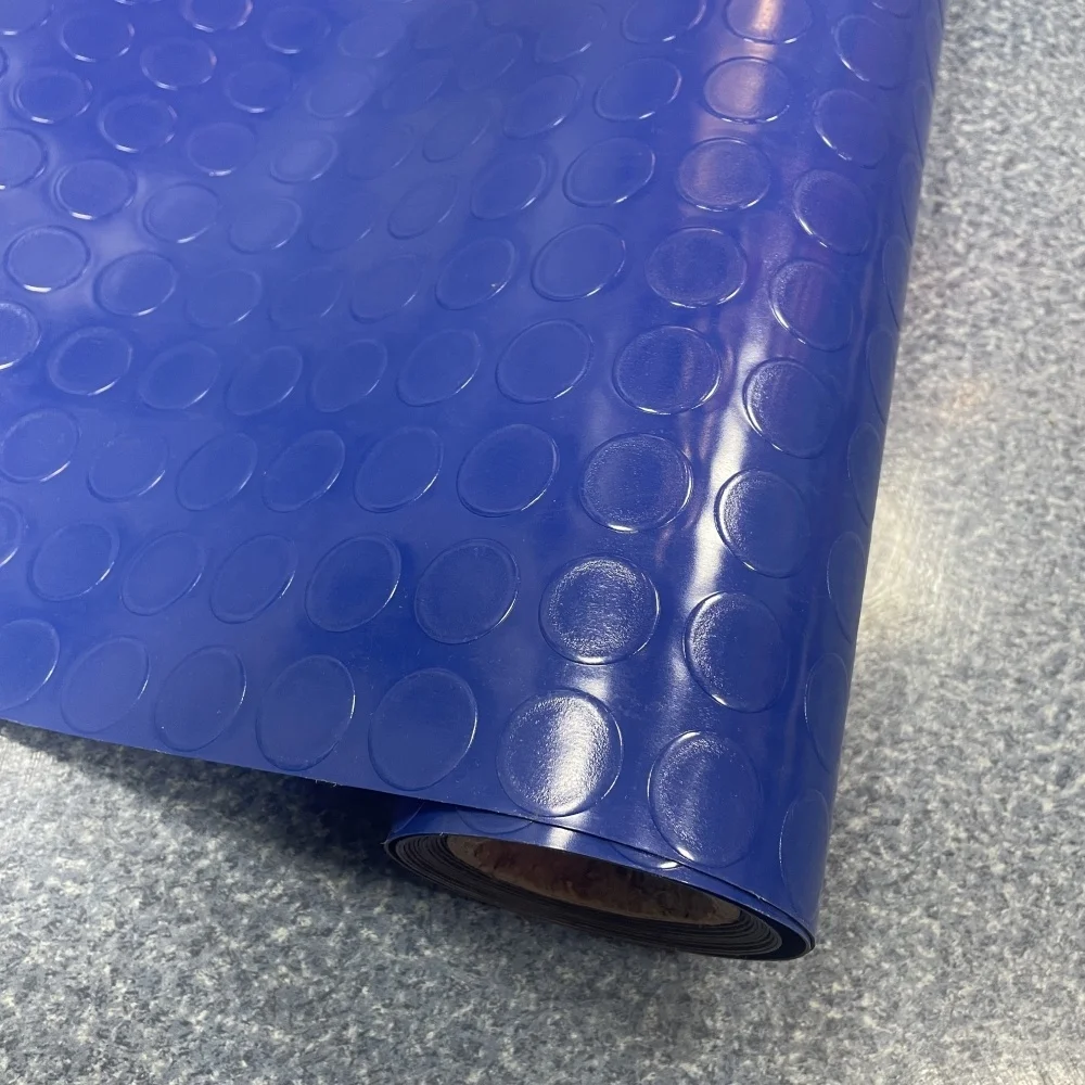 Waterproof Nonslip PVC Flooring Rolls round Button Surface Coin Mat Anti-Slip for Kitchen School Living Room Bedroom