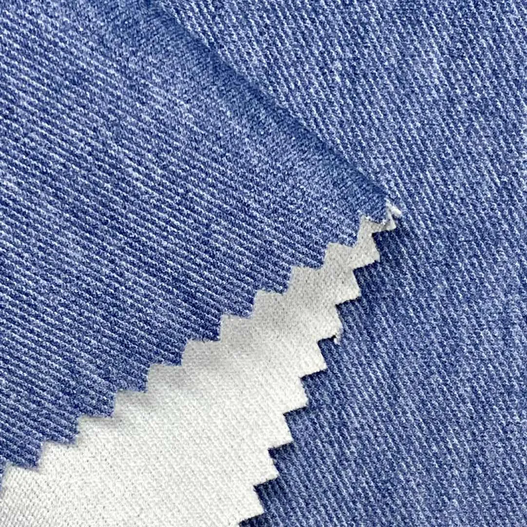 Полиэфир вискоза спандекс низкая цена джинсовая цветная эластичная двухслойная саржевая трикотажная ткань для пальто