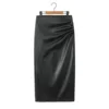 Black PU midi skirt