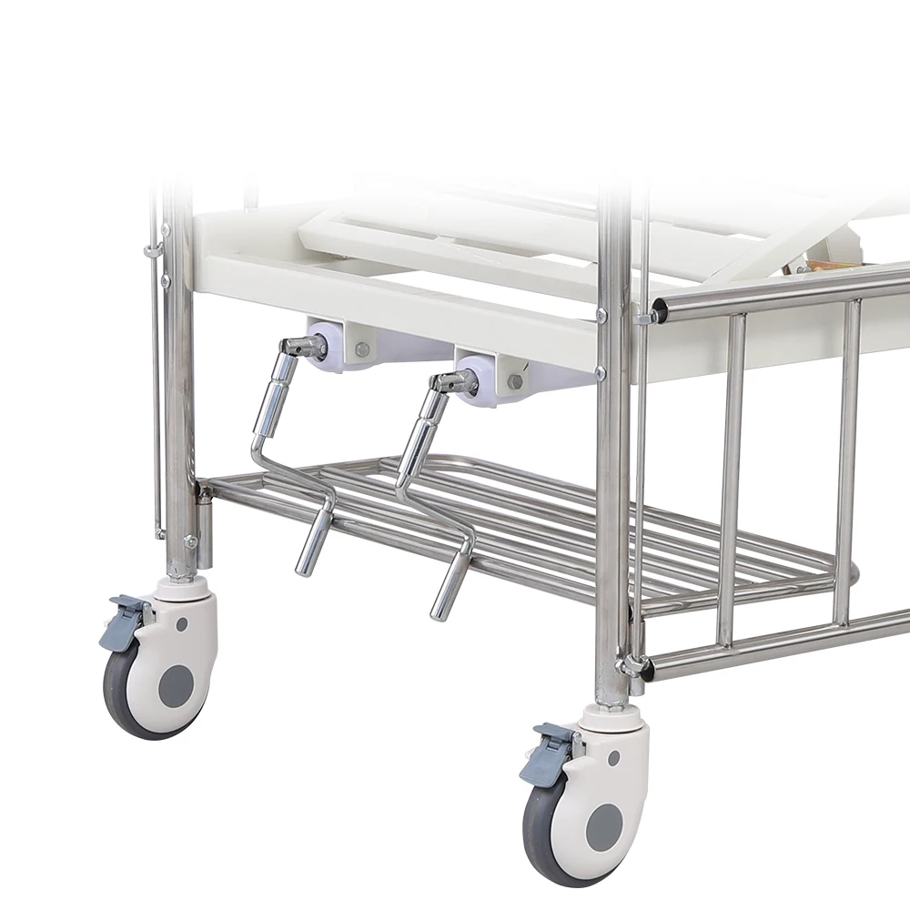 Dual Crank Children Manual Nursing Bed-Modern Stainless Guardrail Pediatric Hospital Furniture for Outdoor Use 5