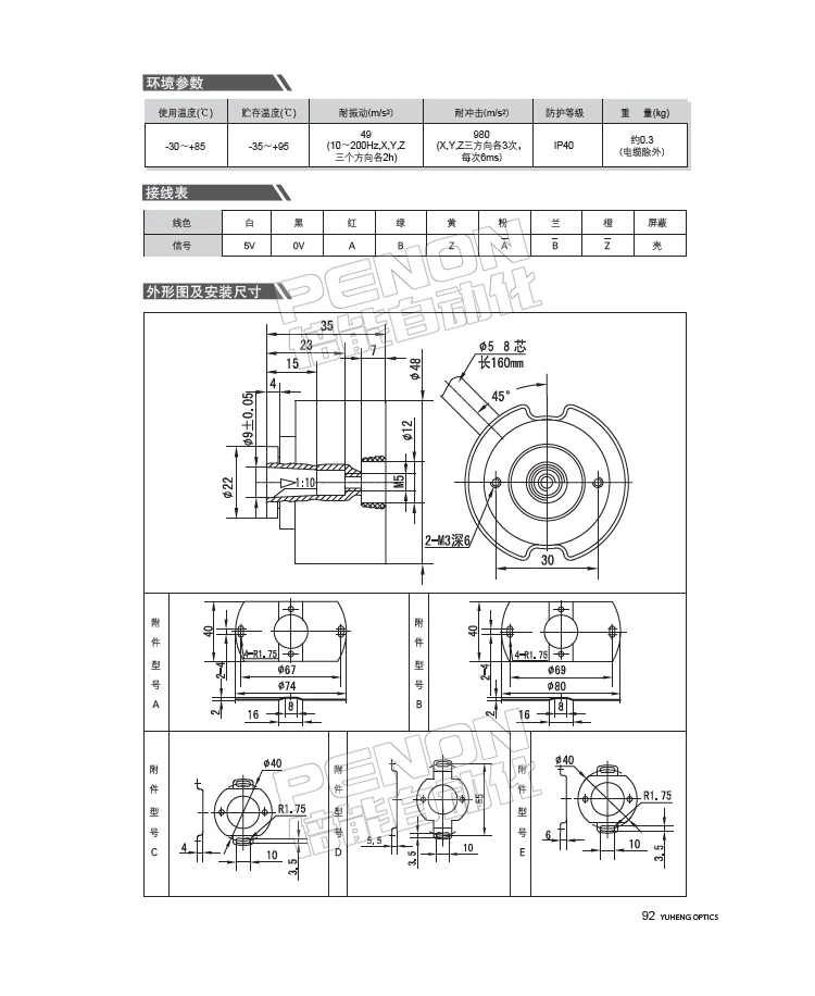 Optoelectronic Rotary Motor Encoder Azkd13r250bm/4pg05l0.6m Pulse