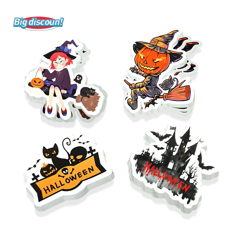 Halloween Theme Cute Self-adhesive Vinyl Pumpkin Night Light Ghost Die-cut Stickers Customizable Color Shape HTX Brand Eve supplier
