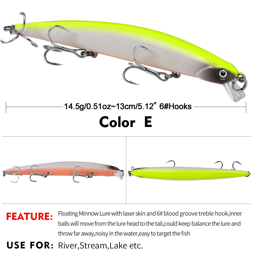 10pcs/lot 13cm 15g Multi-Colors Floating Bionic Big Fishing Minnow