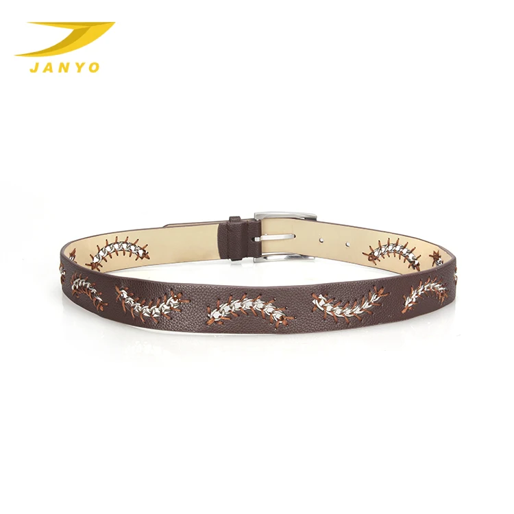 Женский кожаный ремень с вышивкой в стиле бохо