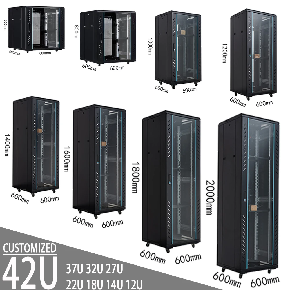 4U/6U/9U/12U/15U/18U Server Rack Case Customized Network Cabinet with Integrated Power Supply and Shelves