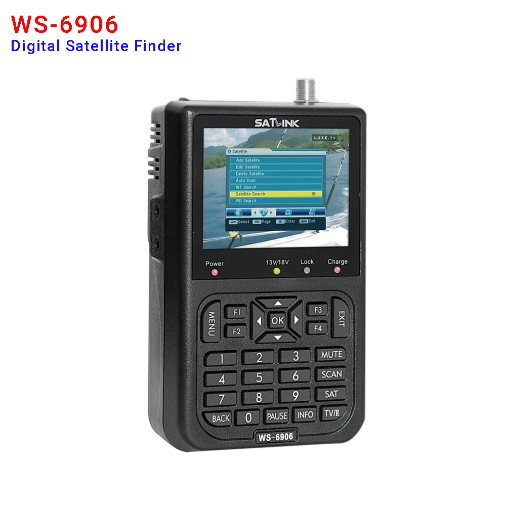 SATLINK WS-6906 Digital Satellite Finder 3.5 Inch LCD TV Screen Auto Search 4000 MAh Chargeable Battery Backpack