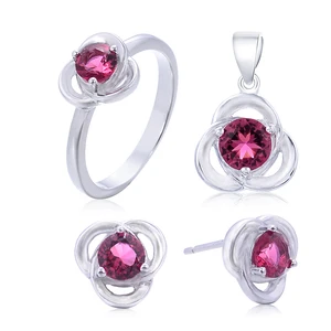 Unique Design 925 Sterling Silver Jewelry Sets Aaa Crystal Flower Shape White Nigerian Gold Jewelry Set