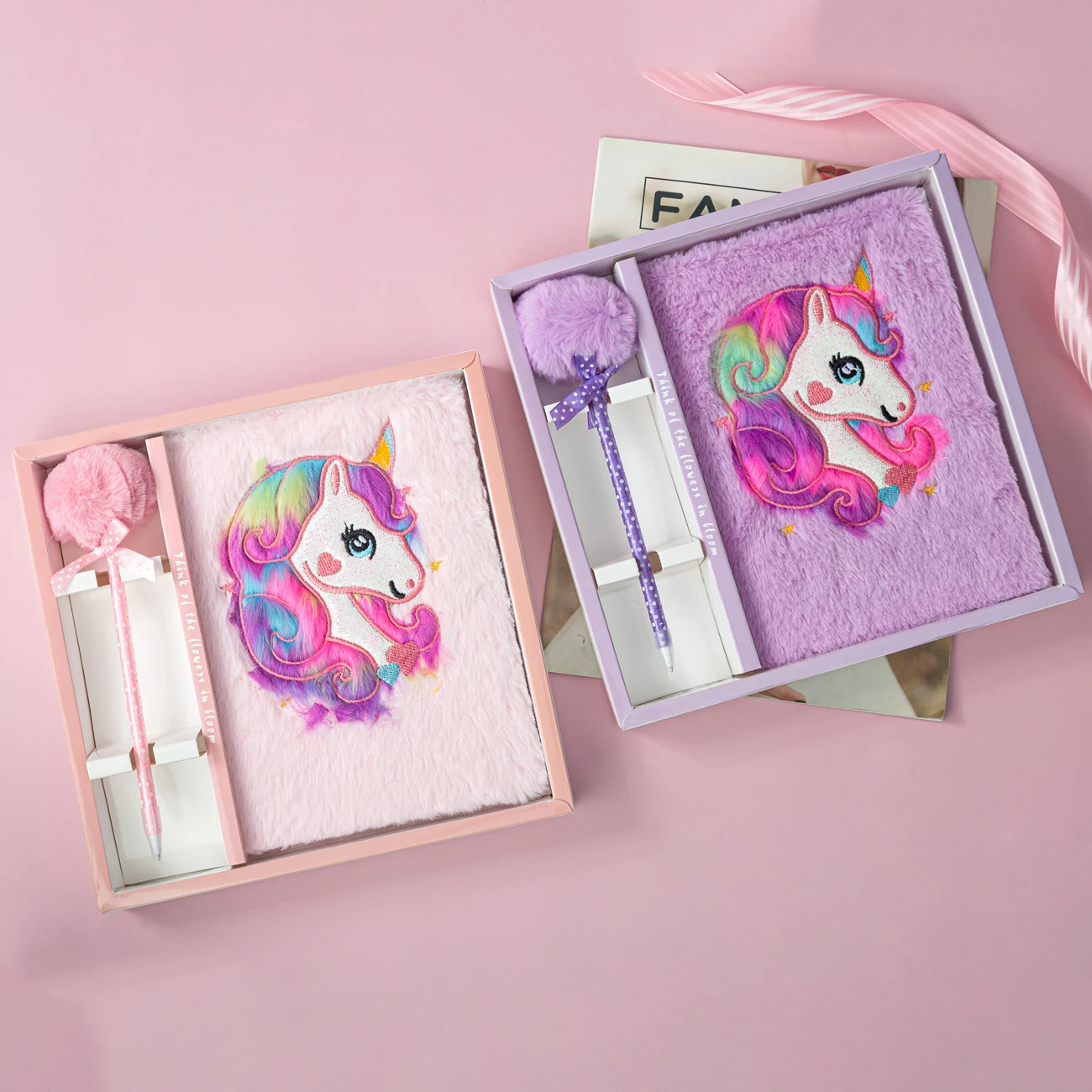 2021 New Products Custom Cute unicorn Princess Notebooks for Children Plush Diary Notebook