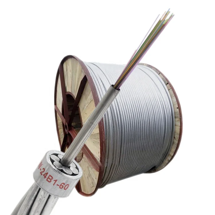 OPGW 50 Square composite overhead ground wire optical fiber cable Loose tube stranded single mode opgw fiber optic cable
