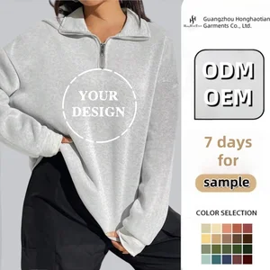 ODM Custom High Quality Quiet Luxury Style Quarter Zip Sweatshirts 1/4 3/4 Zip Sweatshirt Loose Fit Women's Men's Sweatshirts
