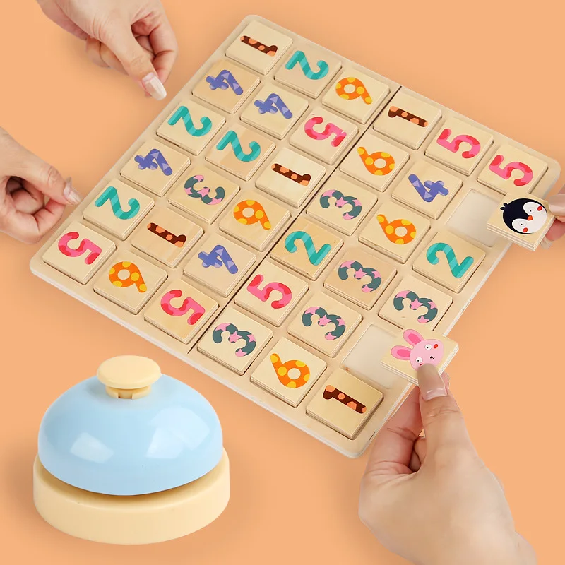 家族向け木製フリップチェスパズルボードゲーム 論理的思考と記憶マッチング 教育玩具 子供向け 持ち運びしやすい旅行向け