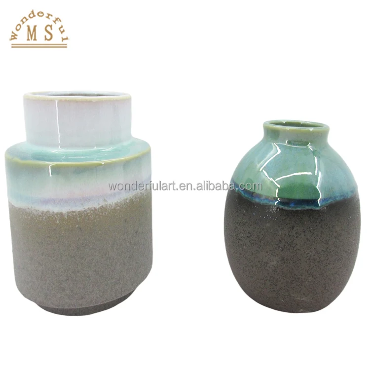 Gradual changing Porcelain Home Decor Flower Vase handicraft succulent Ceramic special-shaped bottle reactive glazing flowerpot