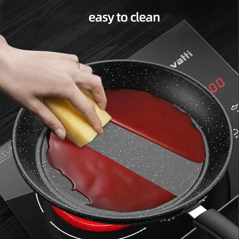 Factory Direct Sale 23CM Thickened Black Iron Cooking FryPan Non Stick Medical Stone Fry Pan With Lid