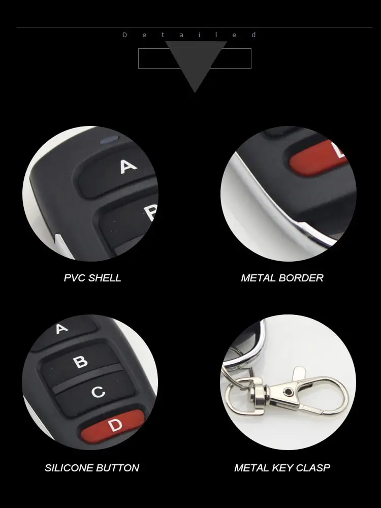 433MHz  Keychain Remote Control Universal Garage Door Opener with Plastic Duplicates Replaces Original Remote Controls YET084