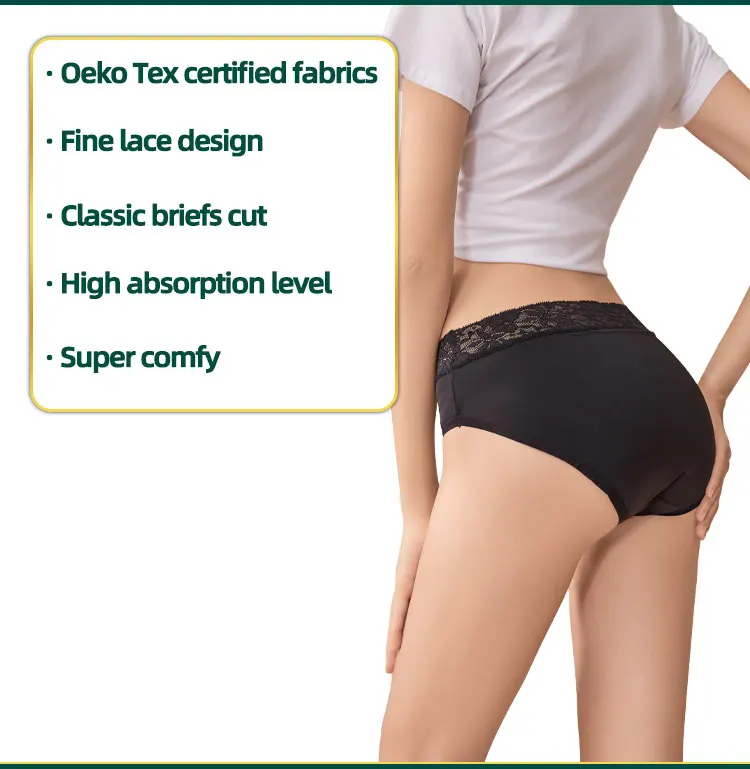 Plus Size Women's Absorbent Briefs Incontinence Underwear 4 Layer Leak