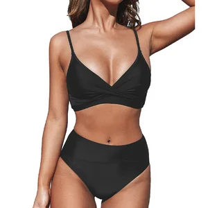 2023 Hot Sale Customized Wholesale Bikini Beach Wear Swimsuit Fashion Women's Solid Color Swimsuit Bikini Set