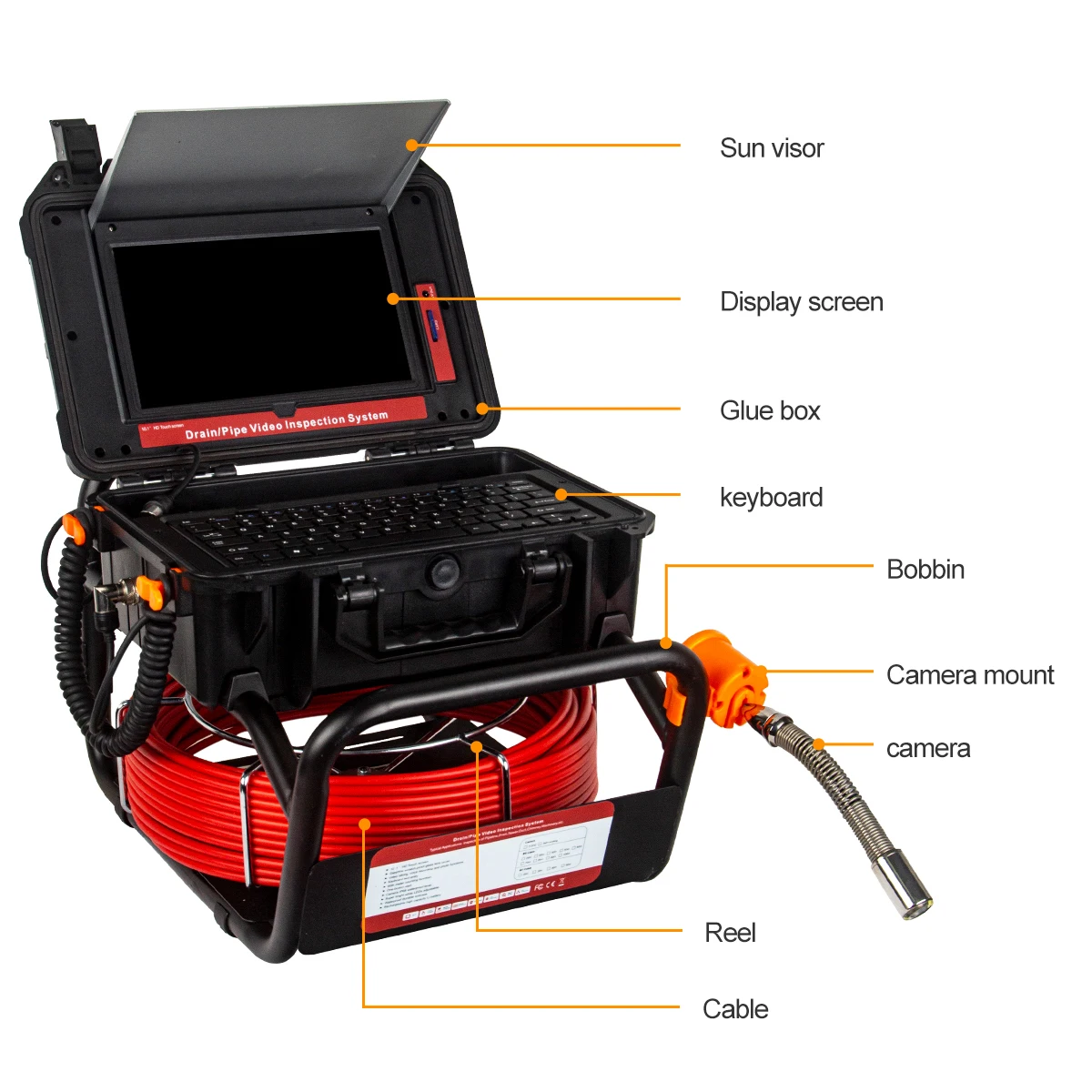 10.1Inch HD Touch Screen 512HZ Sonde/Transmitter Sewer Drain Endoscope 16GB Card Video Audio Recording Pipe Camera Inspection details