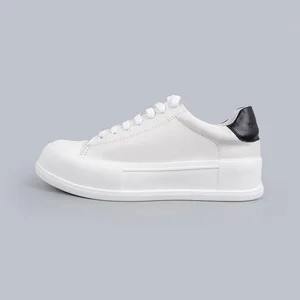 Men White Leather Platform Sneakers Black Heel Accent Fashion Casual Shoes Comfort Walking Sport Lifestyle Wholesale