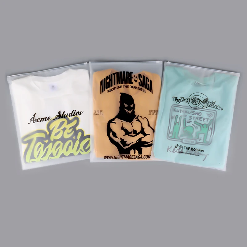 Custom Plastic T Shirt Bags Clothes Frosted Biodegradable Zip Lock Self