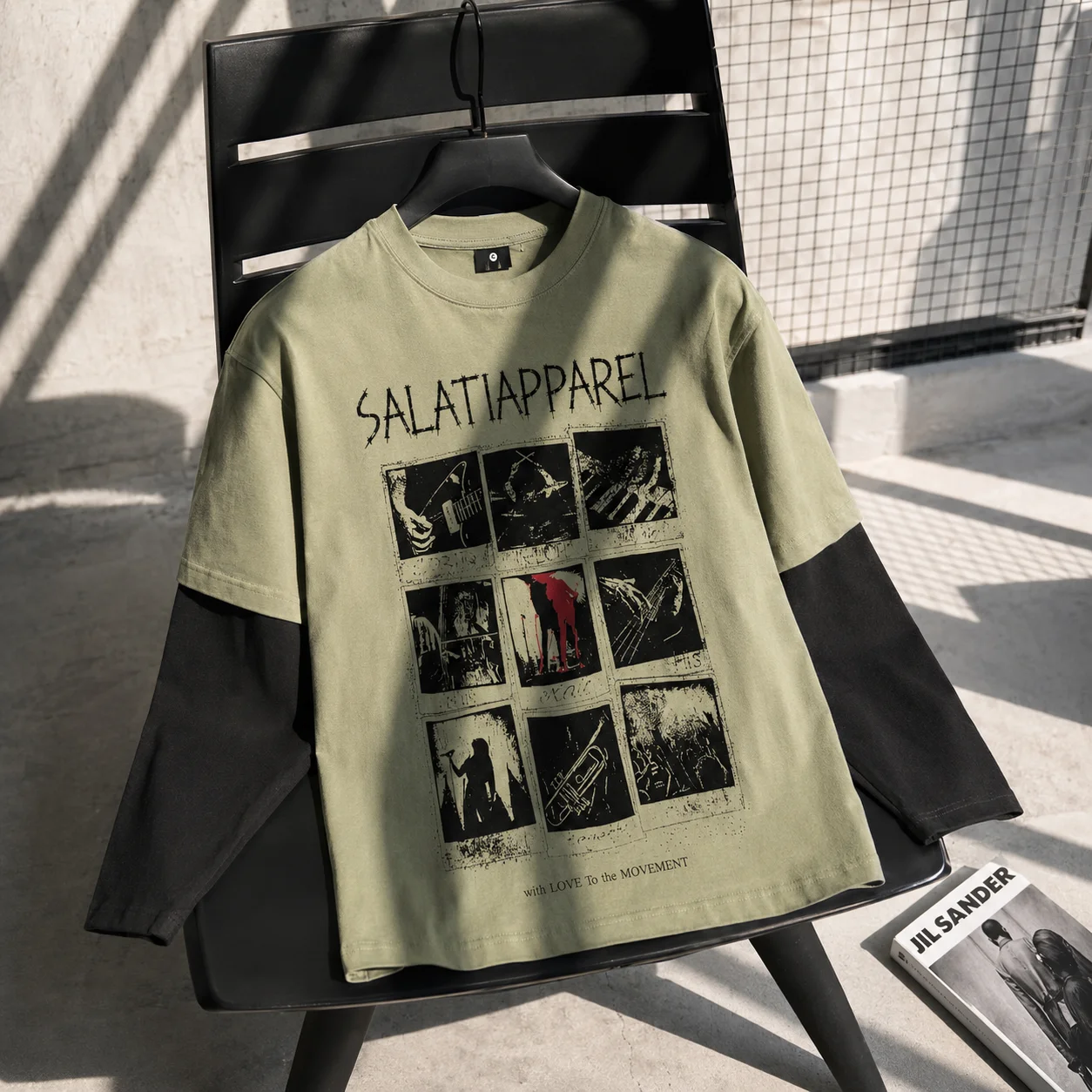 Custom Pullover Digital Printing Logo Men's T-Shirts Fake-Two-Piece Camouflage Long-Sleeved Loose Distressed Tops Shirts for Man gallery 3