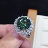 F1376 White Gold + Green Diamond