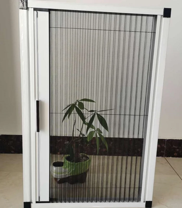 Polyester Pleated Mesh Bi Folding Mosquito Fly Insect Magnetic Control Detachable Screen Door