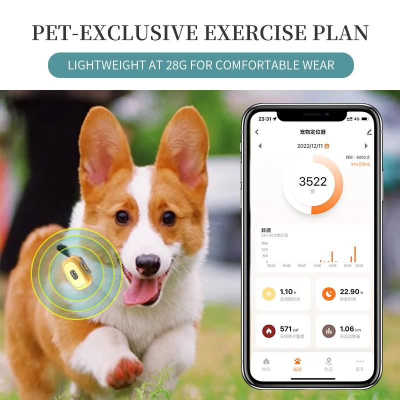 Tuya APP Pet Smart GPS Tracker Pet Movement Step Pedometer Waterproof 4g Dog Cat Activity Health GPS Tracker Collar