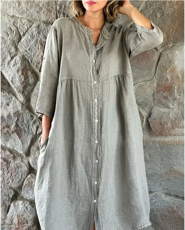 fitted lace wedding dress Stonewashed Linen Women Dress main image 1