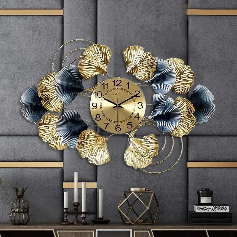 75x52cm Flower Spring Metal Wall Art Clock for Home Decor