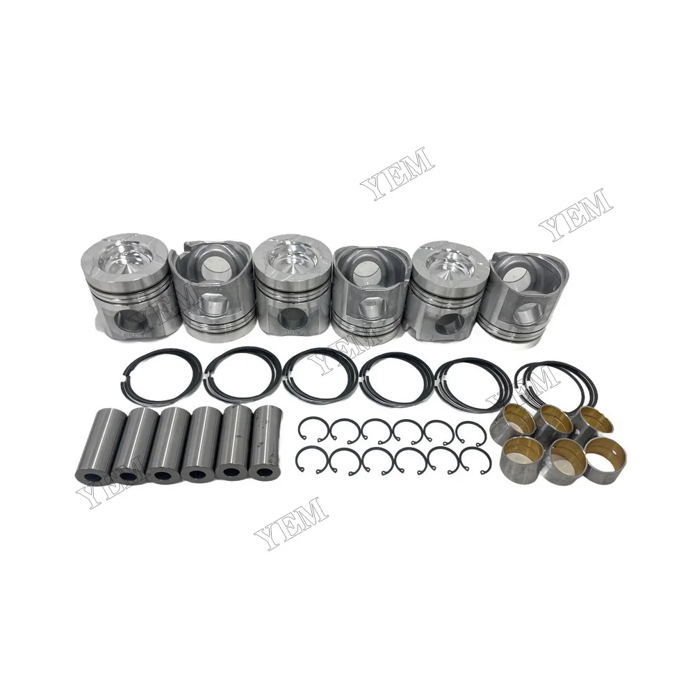 Cylinder Piston and Piston Ring Kit Compatible for Komatsu 6D125 Replacement Aftermarket Engine Spare Parts 6