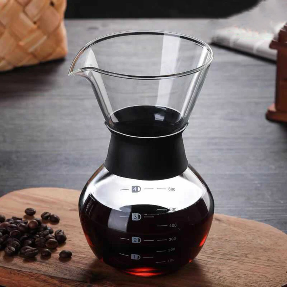 Borosilicate Glass Coffee Maker Pot Pour Over Coffee Kettle Dripper