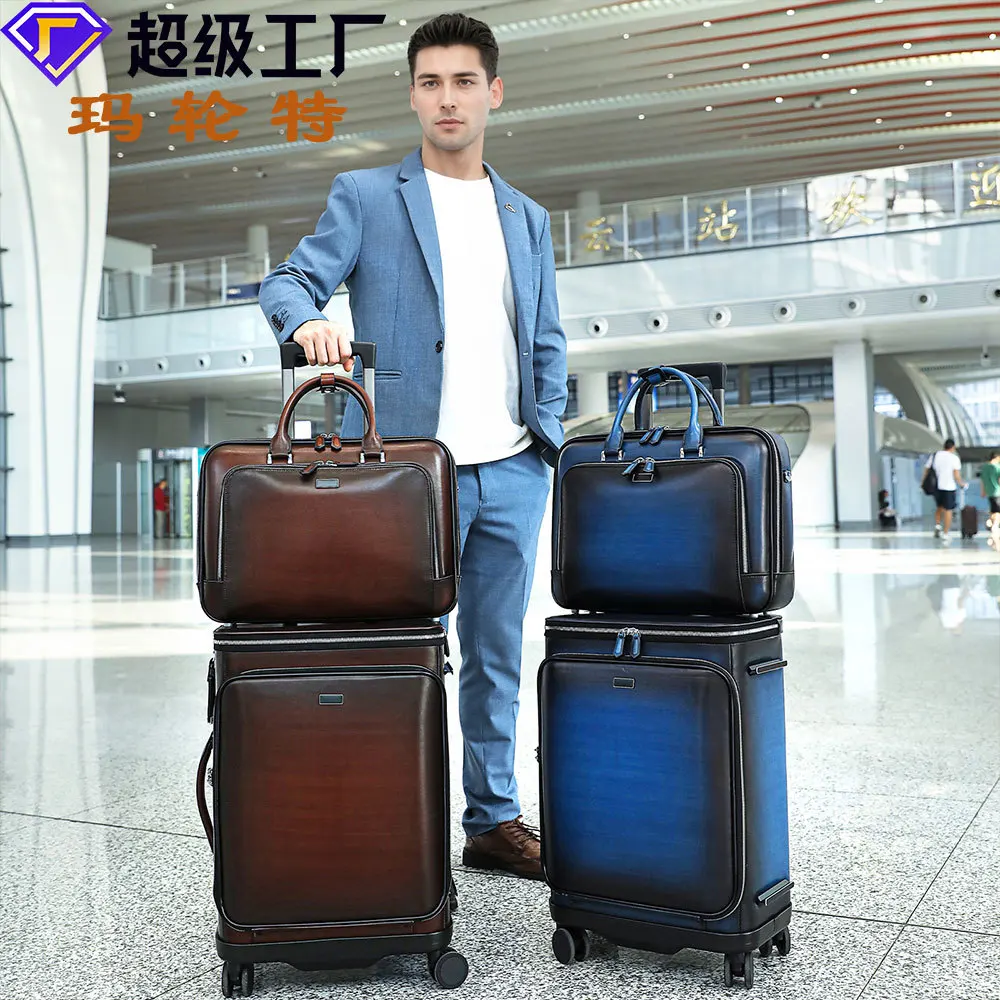 2025 Men Genuine Leather Luggage High-Grade Tree High